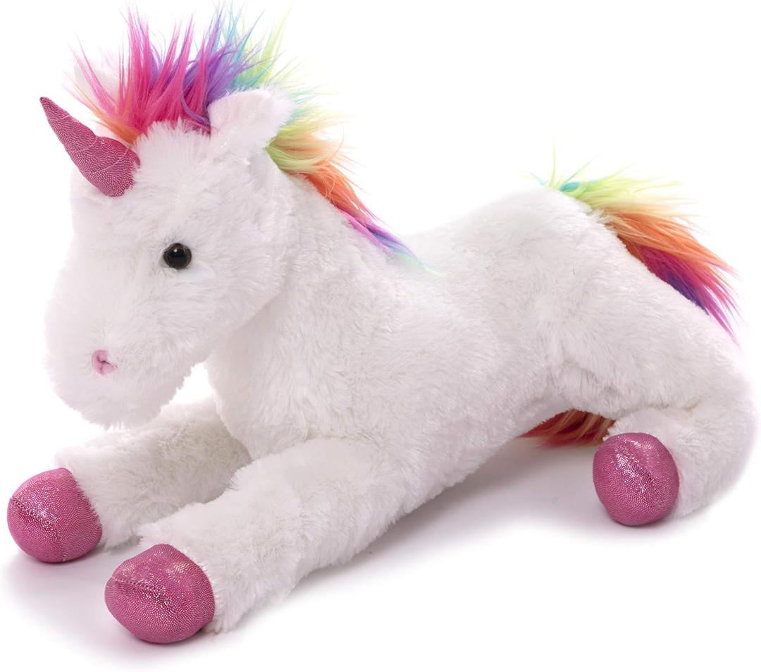 Plushland Fluffy Plush Rainbow Unicorn Stuffed Animal Toy 14 Inches - Cuddly Autism ADHD Soft Magical Gifts Present Birthday Love Girlfriend Pal Buddies Friendship
