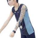 BaronHong Women Lesbian Tomboy Zip Up Chest Binder Quick-Drying Swimwear Vest Tank Top+Swimming Pants (Small, Black)