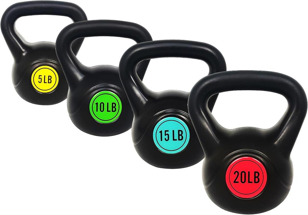 50LBS 4-Piece Kettlebell Set with Wide Grip - Perfect for Home Gym Strength Training & Workouts