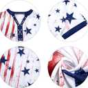 VILOVE American Flag Shirt Tops Women 4th of July T-Shirts Ring Hole Star Stripes USA Short Sleeve V-Neck Patriotic Tees (M)