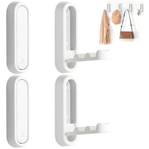Eptcp 4Pcs Foldable Wall Hooks, Zinc Alloy Folding Hook White, Heavy Duty Folding Coat Hooks Wall Mounted for Hanging Coat Towels Bags Keys (White, 4 Pack)