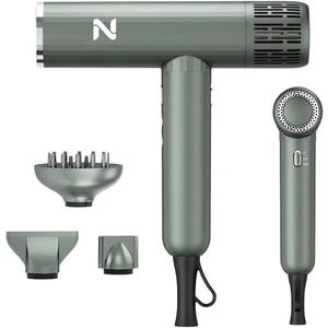 Natrial Ionic Professional Hair Dryer with Diffuser for Curly Hair,1600W&110000RPM High Speed Blow Dryer for Women,Fast Drying,Lock Function,Low Noise,Lightweight for Home Travel Salon,Misty Gray