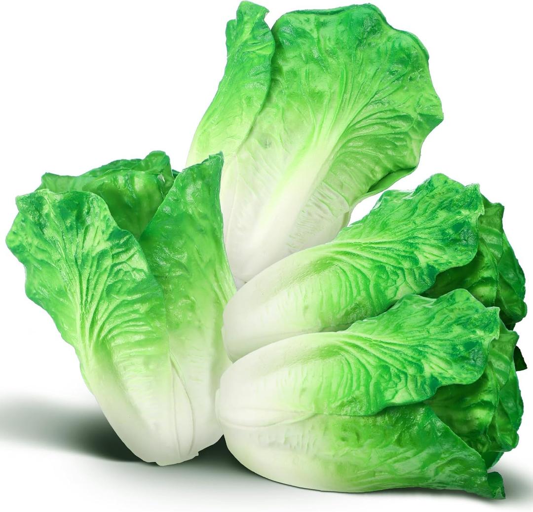 Zeyune 4 Pcs Artificial Vegetable Fake Realistic Vegetable for Decoration, Home Kitchen Decor, PU Simulation(Lettuce)