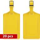 Travelambo Luggage Tags for Suitcases Faux Leather Privacy Protection 20 Pack Bag Tags Travel Accessories Essential, Energetic Yellow