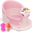 BEBELEH Baby Bath Seat for 6 Months & Up - Safe Infant & Toddler Bathtub Seat for Sitting Up - Baby Bath Tub Seat for Shower (Pink)