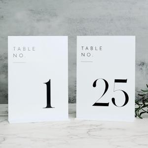 White Wedding Table Numbers 1-25 with Stands, 5"x7" White Acrylic Table Numbers, Perfect for Wedding Reception, Party, Anniversary, Event