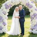 8FT Gold Round Backdrop Stand Large Circle Metal Floral Balloon Frame Wedding Arch Stand for Wedding, Birthday Party, Baby Shower, Graduation, Anniversary, Candy Tables Celebration