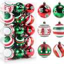 2.36 Christmas Balls Ornaments - 30PCS Plastic Christmas Tree Ornaments Balls Shatterproof, 2025 White Green and Red Hanging Decorations for Christmas
