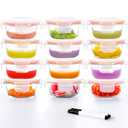 Luvan 7oz Glass Baby Food Containers, 12 Pack with Leakproof Lids, Stackable, Freezer Safe, Baby Bullet Containers for Fruit Purees and Vegetable Mashes