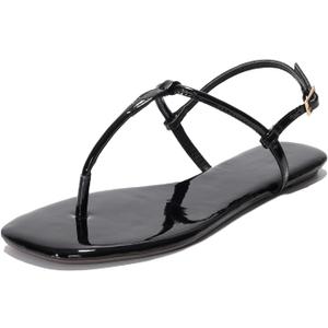 Project Cloud Thong Sandals for Women 2025 - Memory Foam and Lightweight Summer Essentials - Non Slip Flip Flops for Women Footwear with Back Strap Beach Flats Sandals (Celebration) (8, Black)