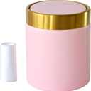Mini Trash Can with Lid, Metal Small Tiny Mini Trash Bin Can, Mini Countertop Trash Cans for Desk Car Office Kitchen, Swing Top Trash Bin 1.5 L/0.40 Gal (Pink)