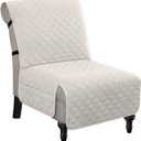 H.VERSAILTEX Water Resistant Accent Chair Cover Reversible Quilted Accent Chair Covers Without Arms Thick Soft Durable Accent Chair Cover with Anti-Slip Buckle Washable, Ivory/Beige