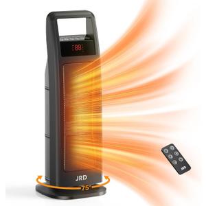Space Heater Indoor, 1500W PTC Electric Heaters with Thermostat, 75 Oscillation, 1-8H Timer, Ceramic heaters for Indoor use with Remote, Fast Safety Room Heater for Home Bedroom Office