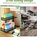 Under Sink Organizer 2-Pack, Metal 2-Tier Pull-Out Cabinet Shelf with Slide-Out Mesh Drawers, Height Adjustable, Space-Saving Under Sink Storage Racks for Kitchen, Bathroom, Laundry Room