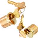 2 Pack Brass Mortise Cylinder Keyed Alike with 4 Keys for SC Keyway Standard Commercial Door Lock Cylinder, Storefront Door Lock Replacements, Gold Finish (1 1/4 "-32 mm Length)