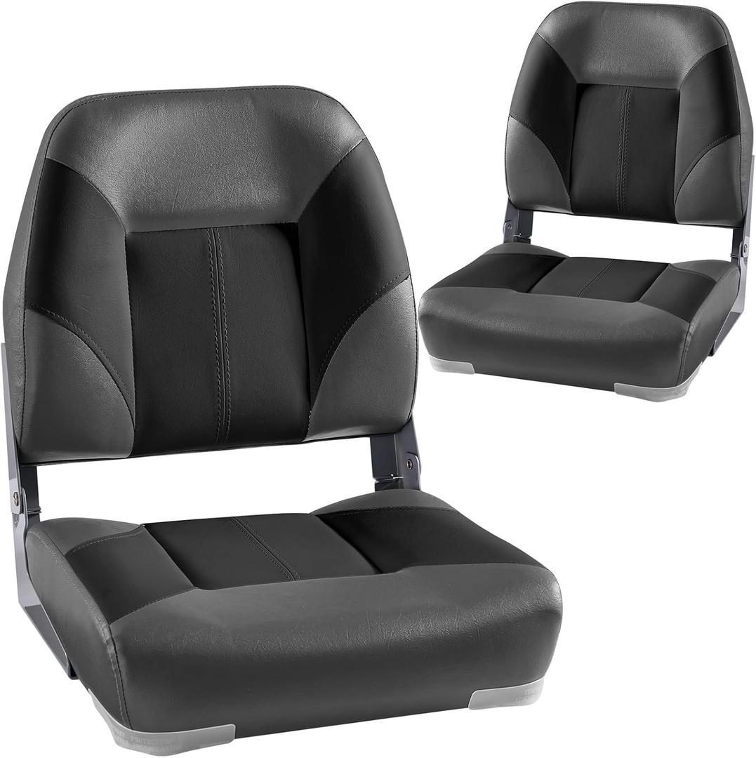 2pcs Boat Seating Grey and Black Low Back Finsh Boat Chairs