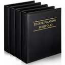 Skyygemm Estate Planning Portfolio Binder PU Leather 3 Ring Binders with Gold Title and Index Tab Dividers, 11'' x 11.8'' x 2.4'' Estate Planning Organizer(Black)