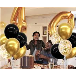 TONIFUL 4 Set Black Gold Balloon Centerpieces for Table, Balloon Stand Kit for Black Gold Party Decor 40th 50th 60th 70th Birthday Decorations Anniversary Graduation Decorations 2026 Retirement