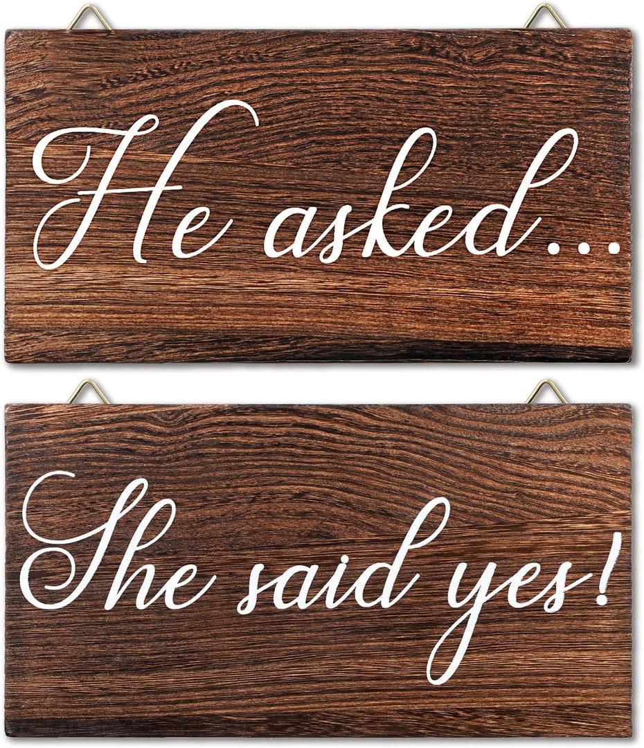 Blulu 2 Pieces She Said Yes Sign Wedding Engagement Decor Photo Props Sign for Party Wall Decor Wood Hanging Handmade Couple Keepsake for Engagement Wedding