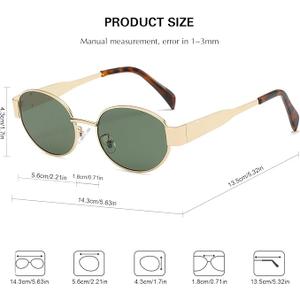 Retro Oval Sunglasses for Women Men Trendy Small Sun Glasses Classic Metal Frame Shades UV400