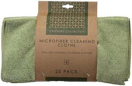 Bamboo Naturals Greenery Collection Microfiber Cleaning Cloths, Attract Dust Like a Magnet, Green and Tan Duster Cloths, Pack of 20