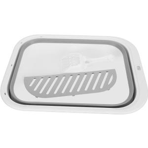 Foldable Cat Litter Box | Splash Proof & Space Saving Design | Semi Enclosed Kitten Toilet for Indoor Cats/Small Pets | Detachable Pedal & Hanging Hole Included (Grey)