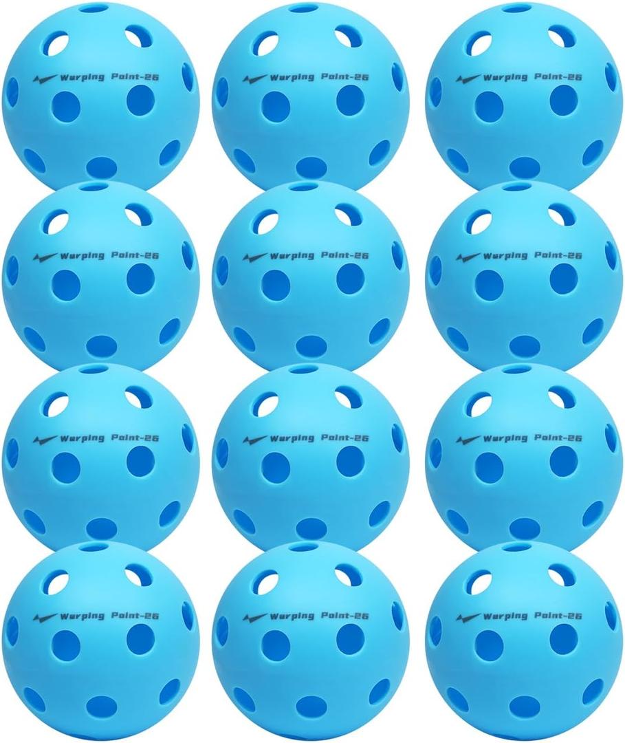 Warping Point Pickleball Balls | 26 Holes, 40 Holes | 4 Pack, 12 Pack | Meet USAPA Specifications | High Bounce Durable Practice Pickle Ball for Beginner & Intermediates | Orange, Blue, Yellow, Green