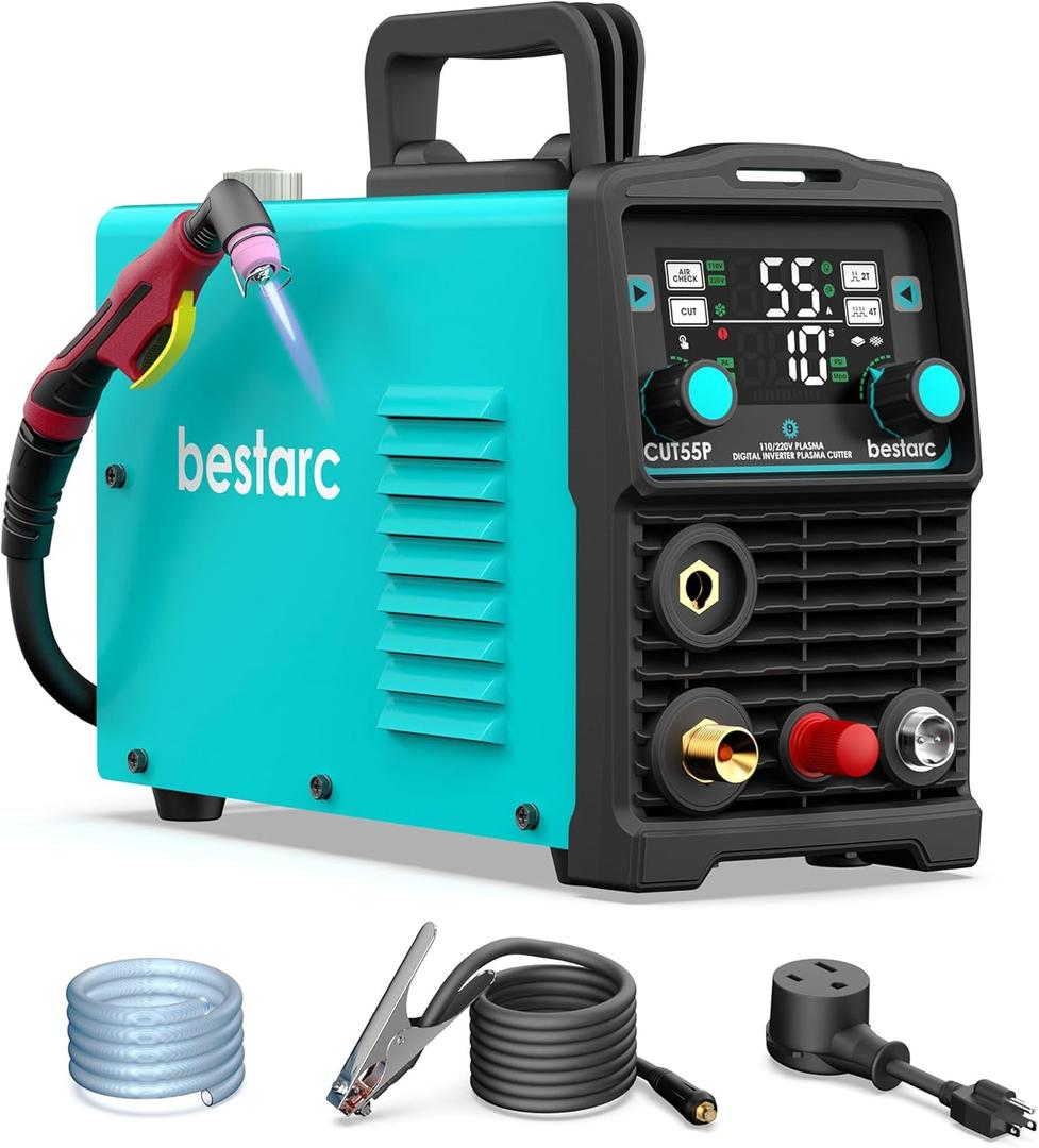 55Amps Plasma Cutter, Non Touch Pilot Arc, Large Digital Display Screen, CUT55P 110/220V Dual Voltage, IGBT Inverter Plasma Cutting Machine (CUT55P 110/220V)