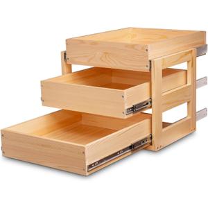 Mulush Pull Out Drawers For Cabinets, 23''W21''D19''H Soft Close Slide Out Wood Shelves Storage Organizer for Kitchen, 3-Tier, Finished, Heavy-Duty, Bottom Assembly