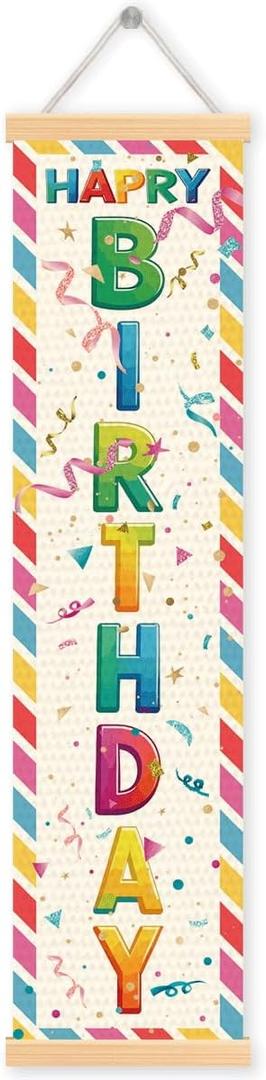 Colorful Happy Birthday Door Banner, Birthday Party Decor Banner, Home Wall Parties Decoration Supplies Decorations Indoor Outdoor Kids Girls Boys, Durable Fabric Decor for Celebrations