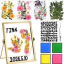 Knitgrip 10 Pcs Mother's Day Crafts DIY Kit Family Pressed Flower Handprint Frames Kits Bulk Dried Flower Frame Ink Pads Nana Mom Grandma Birthday Gifts from Son for Father's Day Gifts