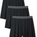 DAVID ARCHY Mens Underwear Bamboo Rayon Boxers for Men Breathable and Cool Men's Boxer Shorts with Button Fly 3 or 5 Pack (Medium, A2, Black*3)