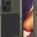 LOVE MEI Military Rugged Case For Samsung Galaxy Note 20 Ultra, without Tempered Glass Screen Protector, Shockproof Dustproof Scratch Proof Hybrid Metal and Silicone Gel Heavy Duty Full Body Cover (Green)
