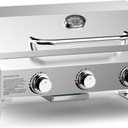 Tabletop Gas Grill 3 Burners, Stainless Steel Portable Propane Grill with Foldable Legs for Outdoor Patio Backyard Camping, Tailgating, RV Trip, Heavy Duty & 24000BTU, GS307