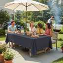 LUSHVIDA Rectangle Outdoor Tablecloth with Umbrella Hole and Zipper, 52x70 Inch Grey, Washable Waterproof Table Cloth Spill Proof Wrinkle Free Table Cover for Patio Spring Summer Picnic BBQS