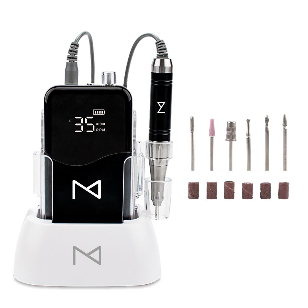 M Mase- Professional Nail Drill Machine - Coreless 2-in-1 Nail File - Electric, Cordless, 35000 RPM, HD Display - Electric Nail Drill for Professional & Home Use (Unicorn Pink)