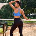 RUNNING GIRL Sports Bra for Women Ruched V Neck - Y Back Spaghetti Thin Strap Wireless Padded Medium Support Yoga Crop Top_WX3094_Blue_S (Blue, S)