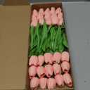 Sggvecsy 30 Pcs Fake Tulips Artificial Flowers Real Touch PU Faux Flowers Tulip Stems for Wedding Spring Bouquet Floral Arrangement Home Party Office Decorations for Mother's Day (Milk Pink)