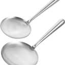 DOITOOL 2Pcs Stainless Steel Tofu Brain Shovel Chinese Wok Rice Servers Tofu Spatula Cooking Scoops Soup Ladle Household Oil Separator Ladle for Home Kitchen Cooking Frying (S + L)