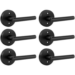 Goldenwarm 3 Pack Black Dummy Door Handles, Non-Turning Single Side Pull Door Lever Matte Black, Heavy Duty Door Handle for Closet Pantry