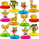 12pcs Fiesta Mexican Party Table Decoration Centerpiece - 8 Paper 5 Cinco De Mayo Party Table Decoration Honeycomb for Fiesta Mexican Themed Taco Party Birthday Day of the Dead Decor Supplies