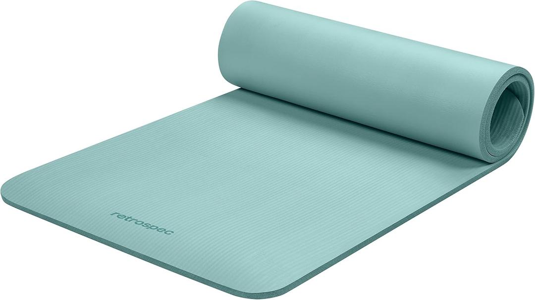 Retrospec Solana Yoga Mat 1/2" Thick w/Nylon Strap for Men & Women - Non Slip Exercise Mat for Yoga, Pilates, Stretching, Floor & Fitness Workouts (Blue Ridge)
