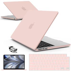 IBENZER Compatible with 2025 2024 2023 2022 MacBook Air 13 inch Case M4 A3240 M3 A3113 M2 A2681, Hardshell Case & KeyboardCover & ScreenFilm & Type-C for Mac Air 13.6, Sakura Pink, AT13-KK-SKPK+2TC