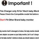 Power Cord for VTech Baby Monitor Charger: 6V USA UL Listed Adapter fits DM221 DM221-2 DM223 DM251 (Parent & Baby Units) DM111 DM112 DM222 DM271 (Parent Unit ONLY) Safe & Sound Audio Monitor,6.7ft