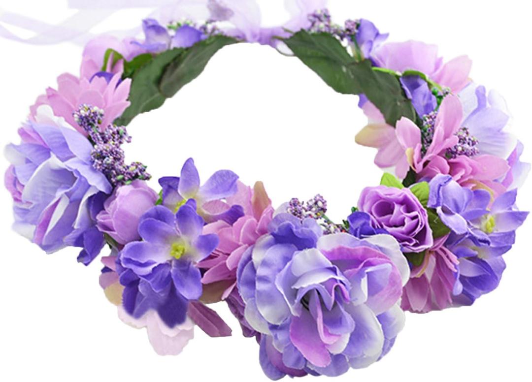 Vivivalue Floral Crown Girl Floral Headband Flower Headpiece Halo Wedding Party Photos
