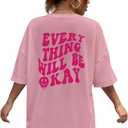 SOLY HUX Women's Oversized T Shirts Graphic Tees Letter Print Casual Trendy Summer Loose Tops (Large, Pink)