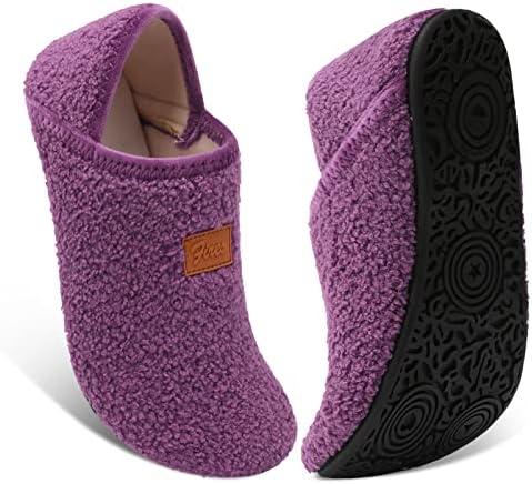 Fires Womens Mens Slippers with Rubber Sole Soft-Lightweight House Slipper Socks Around House Shoes Non Slip Indoor/Outdoor , size 40-41