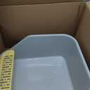 Large Cat Litter Box with High Sides,Cat Litter Pan for Indoor Big Cats,Open Top High Wall Kitty Litter Box with Low Entry for Kitten & Senior Cat,Easy to Clean,Anti-Splashing (Grey & Yellow)