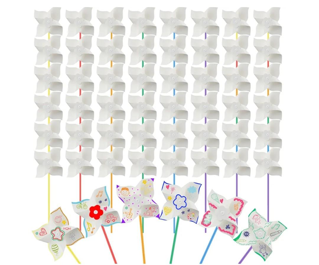Poen 100 Pcs DIY Pinwheels Paper Craft for Bulk Color Your Own White Pinwheels Summer Activity Arts July 4 Patriotic Memorial Day Craft for Blank Windmills Party Favor, 5 Inches Poen 100 Pcs DIY Pinwheels Paper Craft for Bulk Color Your Own White Pinwheels Summer Activity Arts July 4 Patriotic Memorial Day Craft for Blank Windmills Party Favor, 5 Inches