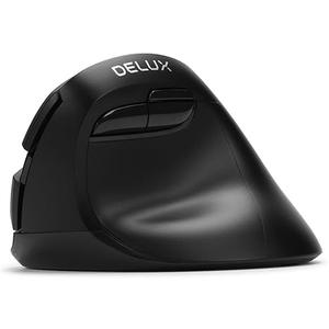 DeLUX Wireless Small Ergonomic Mouse, Silent BT Vertical Mouse, 6 Buttons and 4000 DPI, Reduce Wrist Pain and Hand Pressure, for PC Computer Laptop (M618Mini DB-Black) (Black-2.4G+BT 3.0/5.0)